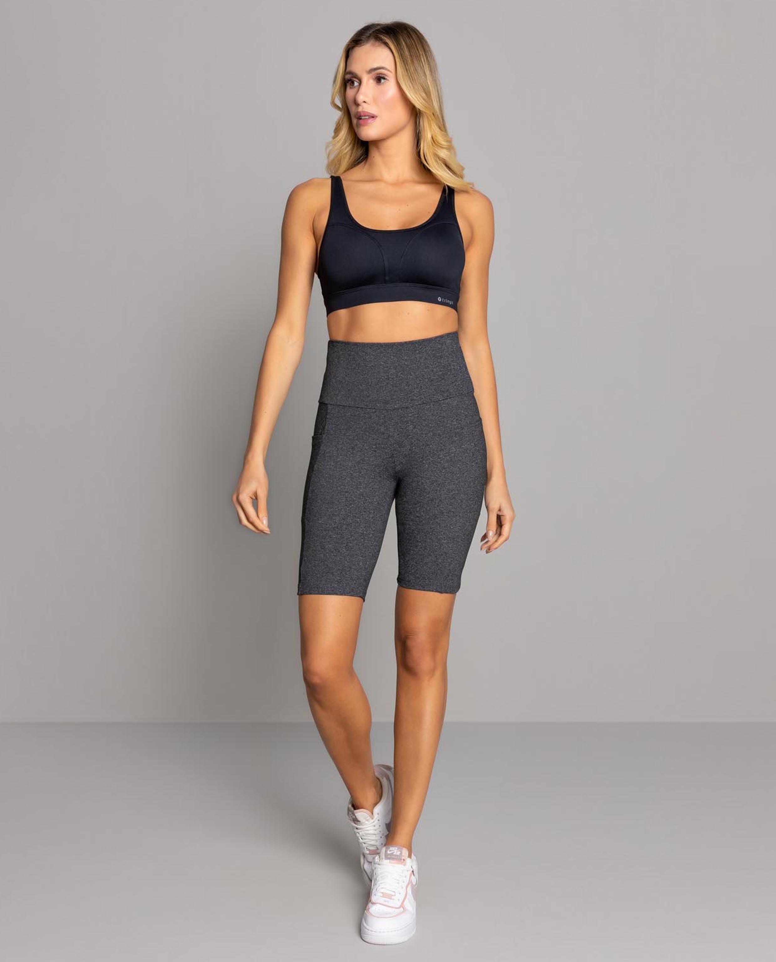 Contrast High Compression Leggings, Grey A854 - Trinys Activewear