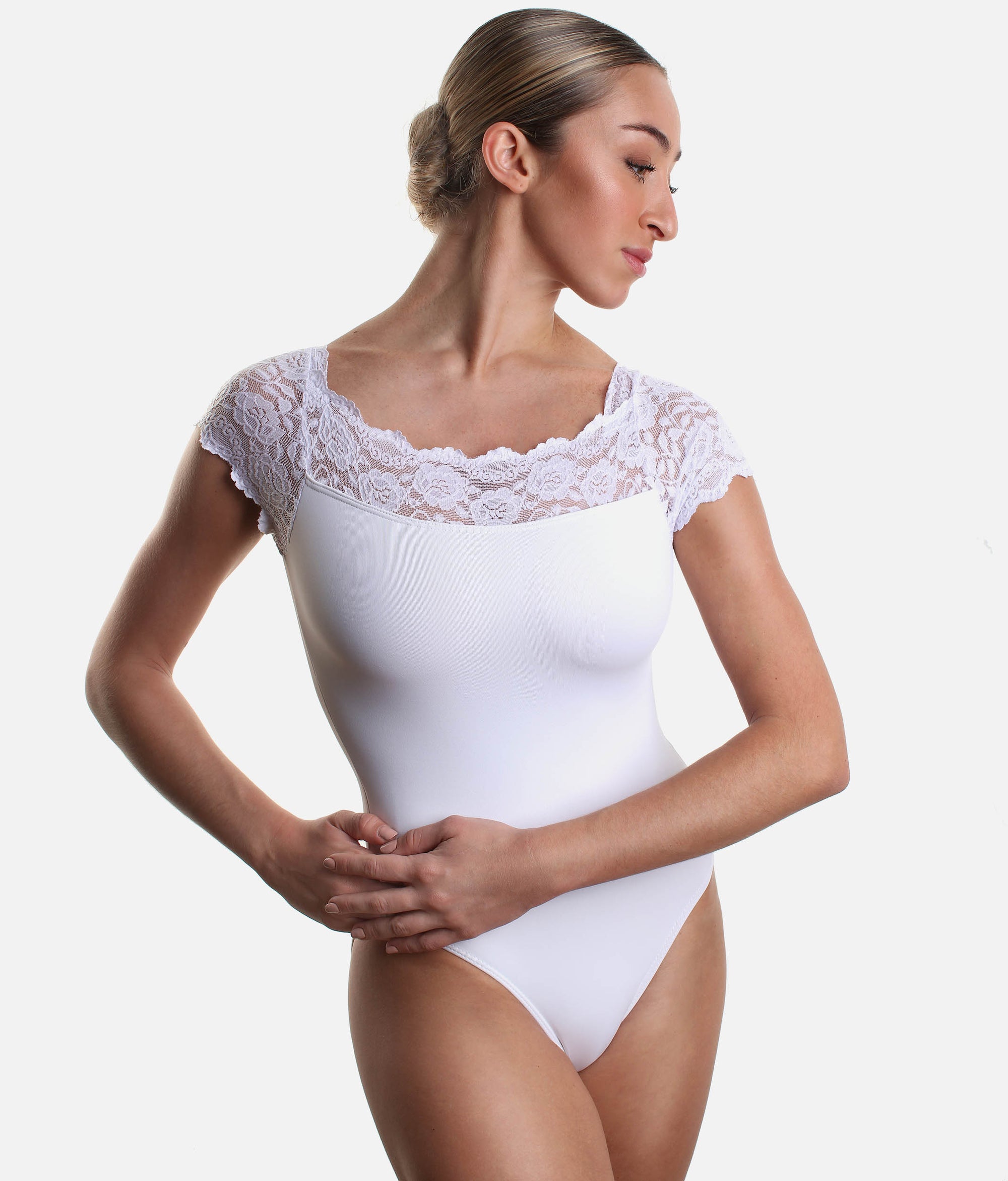 Lace Detail Cap Sleeve Leotard - SL 16