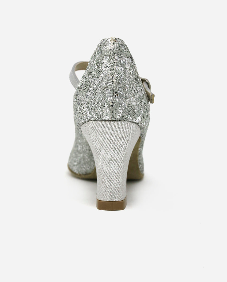 Silver Sparkle Ballroom Shoe, Social Dancing Shoe - So Danca UK & Ireland